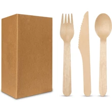 75/150/300pcs Disposable Wooden Cutlery Sets, 25/50/100pcs Spoons, Knives And Forks, 6-Inch Wooden Flatware, Sturdy Bamboo Utensils, Suitable For Weddings, Camping, Dining, Picnics, BBQ Parties And Multi-Person Use