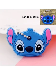 Disney 1 Disney Stitch Key Chain, Cartoon-Style Key Cap, Portable Key Chain Accessory, Protective Key Case Car Accessories Bag Charm School