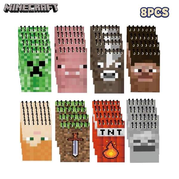 Minecraft 6 Stück offiziell lizenzierte Minecraft Pixel Wind Spiralhefter mit heraustrennbaren Linien, Design für Schulheft, Schulanfang Saison Schüler Set mit Spielelementen, kreatives Notizheft, Schulmaterial, Schulanfang