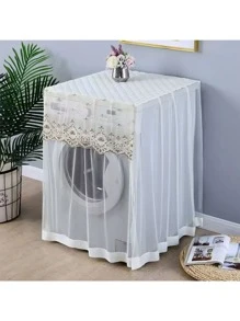 1pc Lace Embroidery Washing Machine Cover, Waterproof Dustproof Automatic Washing Machine Protector, Fit For 8kg/10kg Washing Machines