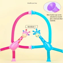 1pc Retractable Giraffe Suction Cup Toy, Cartoon Creative Educational Stress Relief Toy (Colors May Vary)