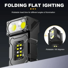 KENSUN 1pc Ultra Bright High Power Mini LED COB Flashlight, Dual Light Source, Type-C Rechargeable Multi-Function EDC Camping Emergency Light - As Shown In the Figure - View 4