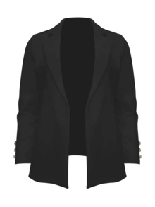 1 chiếc áo khoác cardigan nữ màu trơn, cổ bẻ, cài nút, kiểu dáng thanh lịch, thích hợp cho mùa xuân thu, màu đen. - màu đen - Xem 2