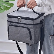 Portable Thermal Lunch Bag Travel Picnic Lunchbox - Black - View 7