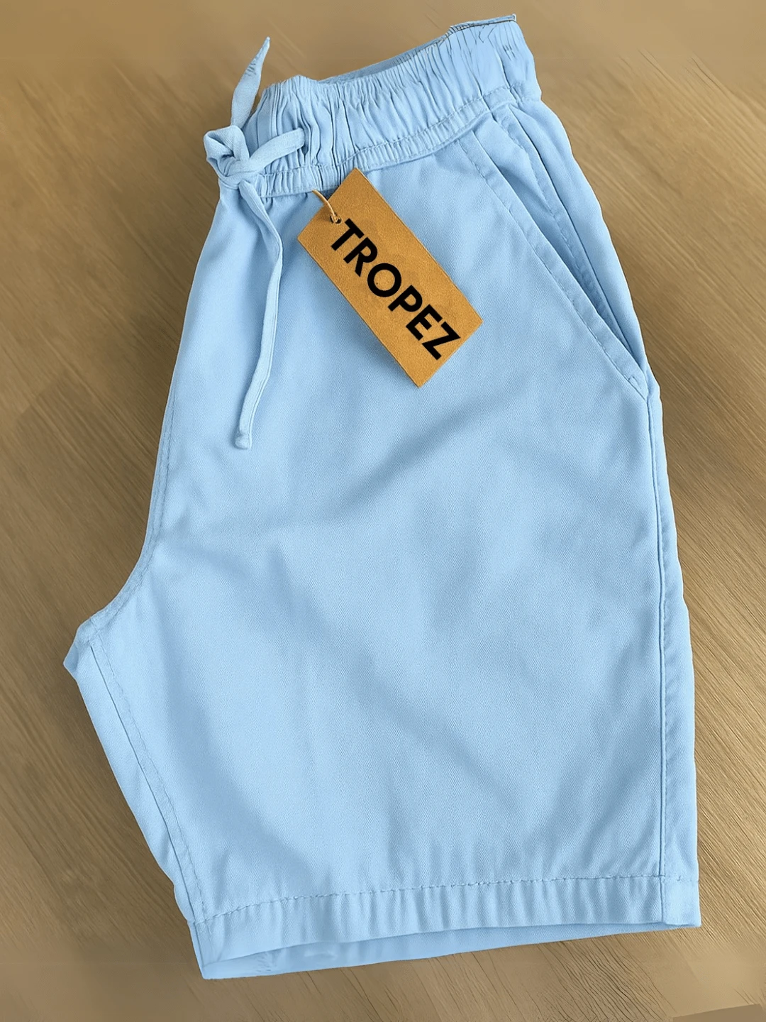 Men's Twill Shorts Simple Casual Fabric Pocket Drawstring Bermuda Shorts - 淺藍色 - 查看 1