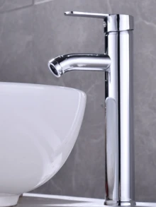 1 Pc Bathroom Faucet Black&Gold & Chrome 1 Hole Bathroom Sink Faucet With Single Handle,Basin Mixer Tap Single Lever Cloakroom Bathroom Sink Tap Circular Tall Body Wash Basin Hot And Cold Faucet Modern Countertop Basin Bathroom Faucetfor RV Bathroom Lavatory Sink - Multicolor - View 5