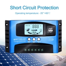 30/40/50/100A MPPT Solar Charge Controller 12V/24V Dual USB 5V/2A LCD Home Use - Blue - View 2