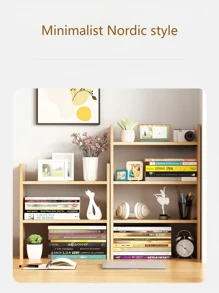 1 Stück minimalistisches nordisches Stil Desktop Lagergestell, doppellagiges/dreilagiges Bücherregal, Desktop Organisation und Lagerungstools, essenzieller Aufbewahrungsorganisator, praktisches kleines Möbelstück für Familien, zwei Farben und drei Stile