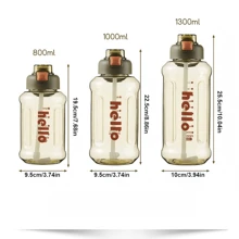 Vaso con pajita de gran capacidad de 800/1000ml, a prueba de fugas, diseño unisex lindo, portátil y conveniente para deportes al aire libre