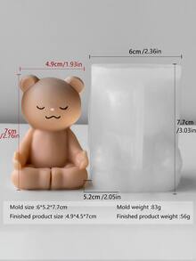 1 件特殊款式小熊硅胶模具 - 详细设计，适合冥想和思考，适合手工艺艺术爱好者、石膏娃娃制作、香薰蜡烛、树脂、铸造、灌溉、可爱精致的 DIY 装饰 | 生日礼物 | 节日礼物 | 女孩礼物。 - 白色 - 查看 10