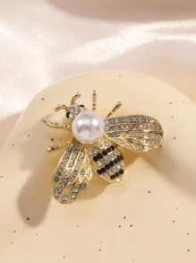 1 pieza Broche elegante de abeja para mujer, clip de chal con rhinestones de moda