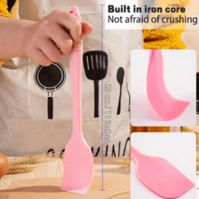 1 pieza Espátula de silicona para hornear y untar a alta temperatura, raspador de tartas y crema integrado, resistente - Multicolor - Ver 9