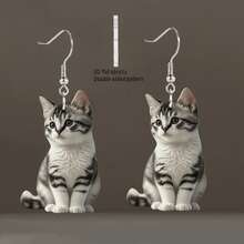 1pair Cute Black & White Cat Ear Acrylic Earrings: Adorable Cartoon Style Jewelry, Perfect Gift For Mom And Girlfriend, Ideal For Holidays And Mother's Day - Multicolor - View 19