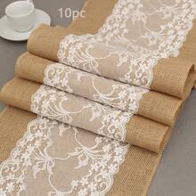 1 bộ/2 bộ/3 bộ/5 bộ/10 bộ khăn trải bàn vải bố - Khăn trải bàn vải 12" X 108" có viền ren ở cả hai mặt, dùng cho đám cưới, phong cách cổ điển mộc mạc, thích hợp cho Giáng sinh, Lễ tạ ơn, Đám cưới theo chủ đề, Sinh nhật, Ăn tối, Tiệc tùng, Ngày lễ tình nhân - Nhiều màu - Xem 17