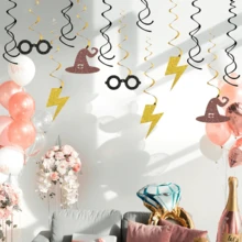 30 piezas Decoraciones colgantes en espiral con tema mágico de mago - Suministros para fiesta de cumpleaños con brillo para niños y niñas - Pancartas para fiesta de cumpleaños - Decoraciones de espirales de papel de aluminio para techo de fiesta de Halloween