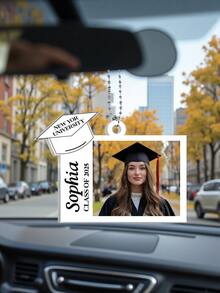 Colgante de coche de acrílico personalizado - Regalo de graduación 2025 - Especificar nombre y foto - Regalo de graduación para niñas - Ceremonia de graduación para niños - Personaliza tu propia foto - Regalo de graduación significativo - Se puede colgar en el espejo retrovisor, la decoración interior del coche, se puede colgar en cualquier lugar - Impresión de alta definición por ambos lados, no se desvanece - Cadena de cuentas de vidrio - Ver 2