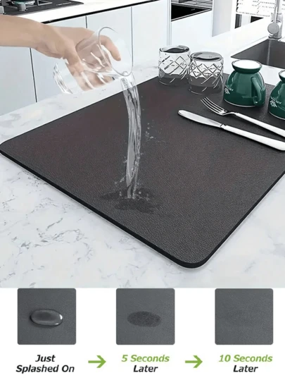 1PC Solid Color Dish Drying Mat, Non-Slip Absorbent Wear-Resistant Coffee Machine Mat, Soft Diatomaceous Mud Draining Mat, Restaurant Bar Mat, Pet Mat, Tableware Mat, Bathroom Mat, Countertop Mat, With Table Decoration, Home Kitchen Supplies