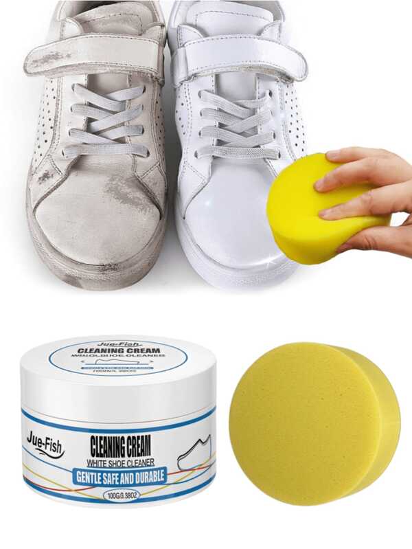 1pc Sneaker Cleaning Cream - Strong Stain Remover, Fragrant, No-Wash Cleaner For Canvas Shoes, Multifunctional White Shoe Cleaner - Whitening, Stain Removal, Brightening, Waterless Cleaning For Leather And Sneakers