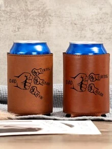 Personalized Leather Fist Bump Beer/Cocktail Bottle Cooler, Father's Day Gift, Family Name, Kids' Names, Groomsman Gift, Family Gift, Dad's Birthday Gift, Personalized Gift For Dad, Grandpa (No Bottle Included) - Multicolor - View 8