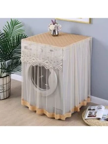 1pc Lace Embroidery Washing Machine Cover, Waterproof Dustproof Automatic Washing Machine Protector, Fit For 8kg/10kg Washing Machines