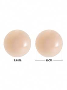 1 Pair Silicone Breast Petals, Lightweight And Invisible, With Solid Rubber Powder Base And Anti-Sagging Design - Apricot - View 3