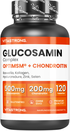 Vitastrong Glucosamin-Chondroitin mit MSM, Glucosamin-Komplex-MSM-Nahrungsergänzungsmittel, Knochen, Gelenke, Knorpel, Premium-Qualität