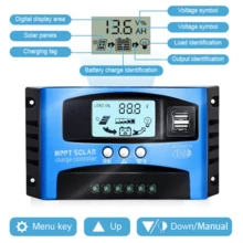 30/40/50/100A MPPT Solar Charge Controller 12V/24V Dual USB 5V/2A LCD Home Use - Blue - View 9