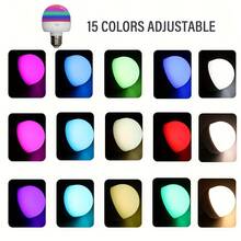1 个可充电电池供电 LED 灯泡，带遥控器，E26 可拆卸充电灯泡，3 种颜色变化，可调光，定时器，床头灯，房间装饰灯，户外照明 - 彩色 - 查看 3
