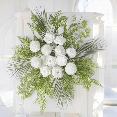 Artificial Flowers Decor For Wedding, White Aisle Flowers, Pink Flower Carpet, Flower Arch, Wedding Backdrop, Hanging Floral