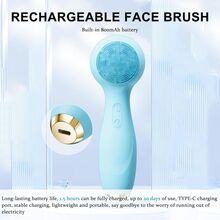 Silicone Face Cleansing Brush, Hot & Cold Face Exfoliating Scrub For Cleaning, Exfoliating And Massage, Waterproof Electric Face Brush For Men & Women - Màu xanh lam - Xem 7