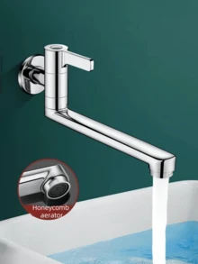 1pc Stainless Steel Wall-Mounted Faucet With Rotatable Storage, Suitable For Bathroom And Kitchen, Silvery Kitchen Items Kitchen Accessories Kitchen Tools - Multicolor - View 5