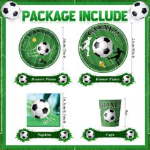 Zestaw dekoracji na imprezę o tematyce piłkarskiej 10/20/80 sztuk, zawiera 7/9-calowe papierowe talerzyki, serwetki, kubki, odpowiednie na przyjęcia urodzinowe, spotkania rodzinne, pikniki, ceremonie ślubne i zaręczynowe