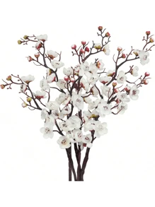 1PC/3PCS Artificial Flowers Fake Plum Blossom Silk Wedding Vase For Home Decoration Ornament Holiday Party Valentine's Day New Years Gifts Artificial Plant