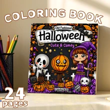 1 Stück Halloween süß & gemütlich: Malbuch für Erwachsene und Jugendliche mit 24 Seiten - Kunst- und Bastelbuch zum Graffiti malen und zeichnen, Malseiten, (Perlmuttcover) süße gruselige Kreaturen in gemütlichen Hygge-Momenten zum Entspannen (Gemütliche Räume Malvorlagen) Geschenk für Freunde & Paare & Familie. Perfektes Geschenk für Halloween! Wieder zur Schule, Muttertag, Geschenk für Mutter, Wieder zur Schule, Schulmaterial