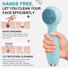Silicone Face Cleansing Brush, Hot & Cold Face Exfoliating Scrub For Cleaning, Exfoliating And Massage, Waterproof Electric Face Brush For Men & Women - Màu xanh lam - Xem 2