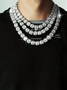 1 Stück elegante Mode Hip-Hop Halskette, Kette aus Metall mit kubischen Zirkoniasteinen, Unisex Straßen-Stil Paar Accessoire