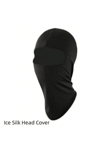1 pièce, Masque de cyclisme outdoor pour hommes printemps et été 2025, masque facial noir complet, tissu élastique, respirant, anti-poussière, séchage rapide, convient pour la moto