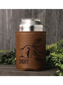 Personalized Leather Fist Bump Beer/Cocktail Bottle Cooler, Father's Day Gift, Family Name, Kids' Names, Groomsman Gift, Family Gift, Dad's Birthday Gift, Personalized Gift For Dad, Grandpa (No Bottle Included) - Multicolor - View 9