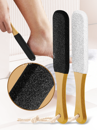 ANDVICTORY 1 件装双面脚锉修脚工具脚部死皮老茧去除器竹柄脚部磨砂器砂纸足部护理