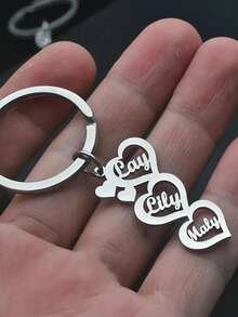 Custom Family 1-5 Names Keychain, Personalized Heart-Shaped Multi-Name Pendant, Stainless Steel Golden Keyring, Women's Fashion Jewelry, Christmas Gift Idea, Single, Decorative, Ladies Keyring, Round Ring Clasp Personalized Tree Of Life Keychain