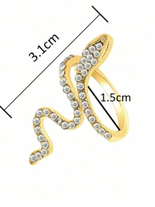 1 Stück gotischer glänzender eleganter Schlangen-Ring mit Zirkonia-Stein, verstellbares Manschetten-Armband, einzigartiger Schmuck für Männer & Frauen, besondere Party-Dekoration