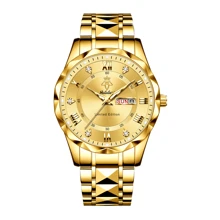 La marca YALALUSI es un reloj de cuarzo elegante para mujer - Caja redonda exquisita, adorno de strass, pantalla analógica digital luminosa, cierre de mariposa, función de calendario, adecuado para el trabajo, salir, enviar a miembros de la familia, primera opción de regalo para amigos