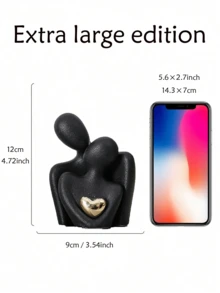 1pc Gold-Plated Heart-Shaped Abstract Art Decor, Couple Embracing Ornament, Suitable For Home, Bedroom, Office And Student Spaces, Ideal Gift For Spring, Christmas Decoration, Storage, Wedding Decoration, Home Decor, Jewelry Storage, Party Decoration - Multicolor - View 11