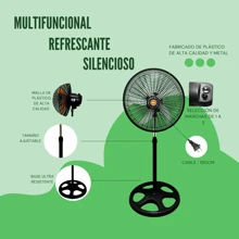 Ventilador De Pedestal | 18 Pulgadas | 70 W | 3 Velocidades | 5 Aspas Aerodinamicas | Amplia Oscilacion |plateado|