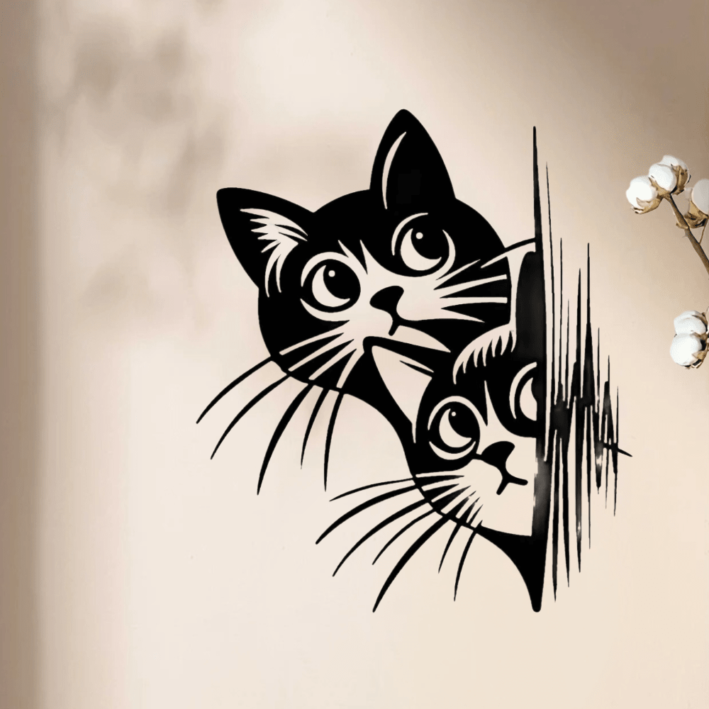 An Art Revivals Style Metal Cat Wall Hanging, An Indoor Wall Hanging Graphic Animal-Themed Decoration, Suitable For Living Room, Easter And Thanksgiving Home Decoration, An Ideal Gift For Cat Lovers