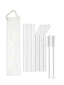 3/5/8pcs Reusable Glass Straws, Approx 7.87 Inches Long X 14mm Wide, Includes Cleaning Brush And Storage Bag, Thick Clear Glass Straws For Smoothies, Milkshakes, Juices, Beverages, Suitable For Home Gatherings, Parties, Weddings,School Supplies - Clear - View 8