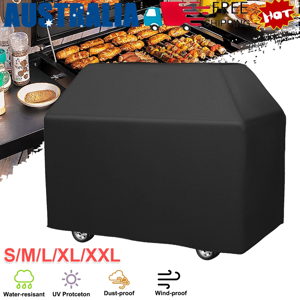 BBQ Grill Cover | Heavy-Duty Outdoor BBQ Protector| Fits Multiple Grill Sizes | Black, Rip-Resistant Material With Drawstring Closure | All-Weather Protection For Patio And Garden, Grill Covers For Outside - Black L 145*61*117cm - View 1