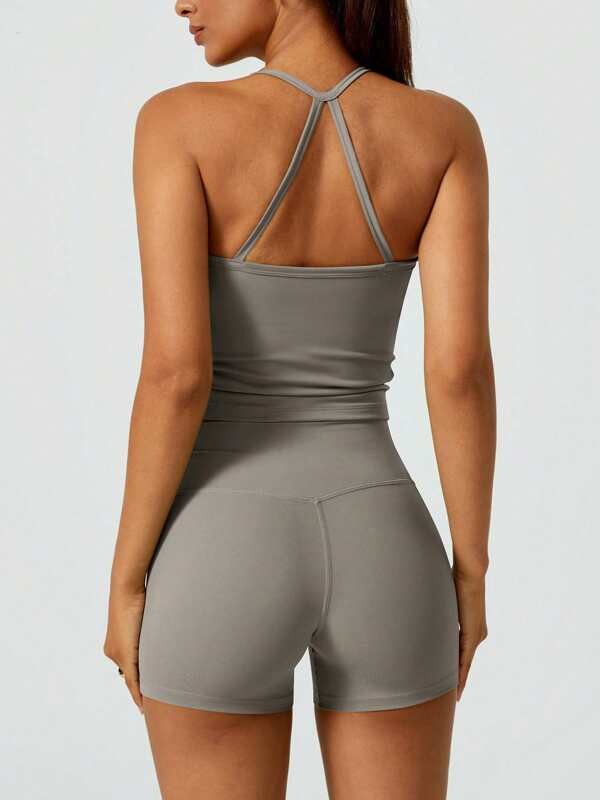 NcmRyu NcmRyu Women's Halter Backless Yoga Sports Seamless Butt-Lifting Fitness Set, Spring/Summer