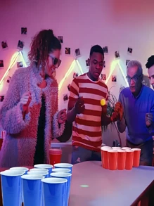 Set de 3/9/24 vasos de plástico reutilizables rojos y azules para juegos de cerveza de ping pong, juegos de mesa, fiestas al aire libre, fiestas de Navidad, juegos de pareja, y billar, con diferencia de color.