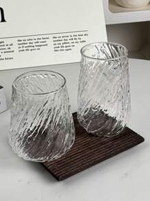 1 件树纹玻璃咖啡杯，大容量冰美式/拿铁杯，耐热透明玻璃杯